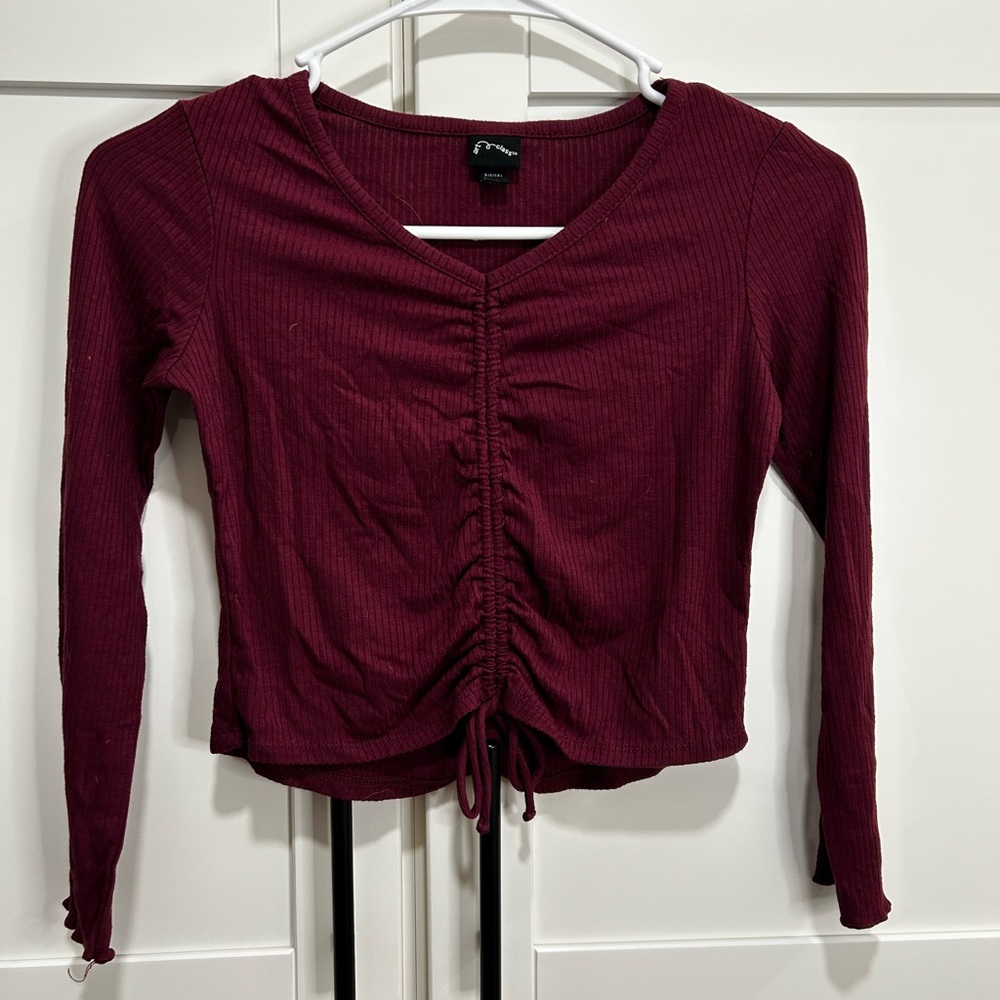Women's Burgundy Ruched Top